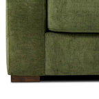 99-Inch Mid-Century Sofa – Distressed Green Velvet, Low-Profile, Sinuous Spring, Seats 3