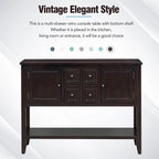 Vintage Console Table – White / Dark Blue / Lime White / Espresso, 4 Drawers, 2 Cabinets, Retro Style