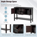 Vintage Console Table – White / Dark Blue / Lime White / Espresso, 4 Drawers, 2 Cabinets, Retro Style