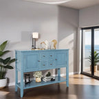Vintage Console Table – White / Dark Blue / Lime White / Espresso, 4 Drawers, 2 Cabinets, Retro Style
