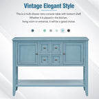 Vintage Console Table – White / Dark Blue / Lime White / Espresso, 4 Drawers, 2 Cabinets, Retro Style