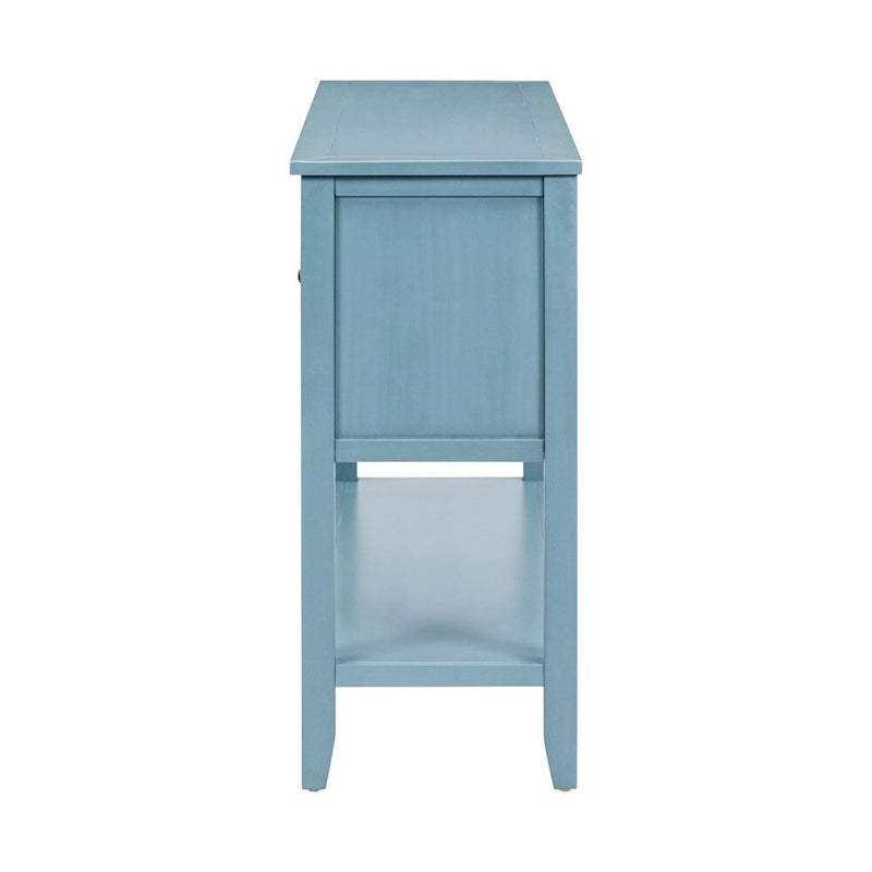 Vintage Console Table – White / Dark Blue / Lime White / Espresso, 4 Drawers, 2 Cabinets, Retro Style