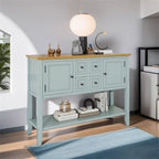 Vintage Console Table – White / Dark Blue / Lime White / Espresso, 4 Drawers, 2 Cabinets, Retro Style