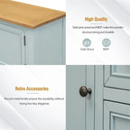Vintage Console Table – White / Dark Blue / Lime White / Espresso, 4 Drawers, 2 Cabinets, Retro Style