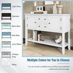 Vintage Console Table – White / Dark Blue / Lime White / Espresso, 4 Drawers, 2 Cabinets, Retro Style