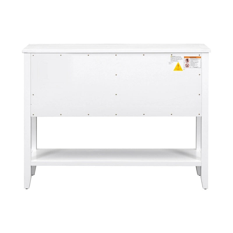Vintage Console Table – White / Dark Blue / Lime White / Espresso, 4 Drawers, 2 Cabinets, Retro Style