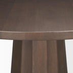 60-Inch Round Pedestal Dining Table – Dark Brown, Solid Mango Wood, Scalloped Base, Matte Black Iron Neck, Classic Style