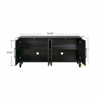 Large Storage Cabinet – Black / Natural Wood, Carved Flower Doors, Metal Handles, Rustic Modern Style