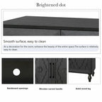 Large Storage Cabinet – Black / Natural Wood, Carved Flower Doors, Metal Handles, Rustic Modern Style