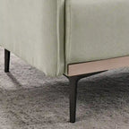3-Seat Linen Sofa – Grey / Beige / Orange, Modern Minimalist, Metal Legs & Steel Trim, Seats 3