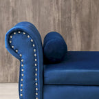 Upholstered Storage Ottoman Bench – Brown / Beige / Blue / Black / Grey / Pink, Velvet, Rolled Arms, Seats 2