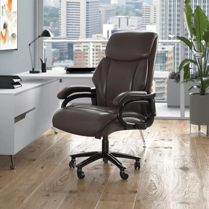 High Back Ergonomic Office Chair – Classic Brown / Classic Black / Diamond Black / Diamond Brown, S-Curve Lumbar, 400 lb Capacity, Seats 1