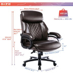 High Back Ergonomic Office Chair – Classic Brown / Classic Black / Diamond Black / Diamond Brown, S-Curve Lumbar, 400 lb Capacity, Seats 1