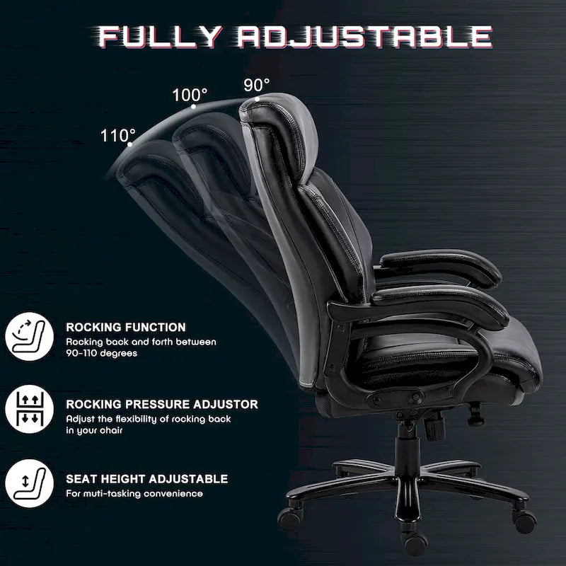 High Back Ergonomic Office Chair – Classic Brown / Classic Black / Diamond Black / Diamond Brown, S-Curve Lumbar, 400 lb Capacity, Seats 1