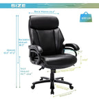 High Back Ergonomic Office Chair – Classic Brown / Classic Black / Diamond Black / Diamond Brown, S-Curve Lumbar, 400 lb Capacity, Seats 1
