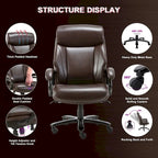 High Back Ergonomic Office Chair – Classic Brown / Classic Black / Diamond Black / Diamond Brown, S-Curve Lumbar, 400 lb Capacity, Seats 1