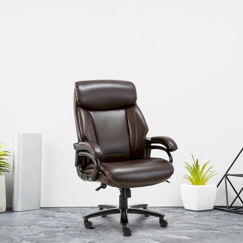 High Back Ergonomic Office Chair – Classic Brown / Classic Black / Diamond Black / Diamond Brown, S-Curve Lumbar, 400 lb Capacity, Seats 1