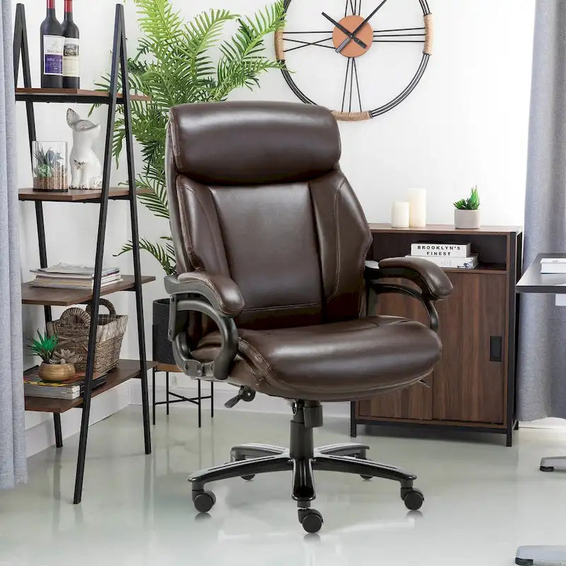 High Back Ergonomic Office Chair – Classic Brown / Classic Black / Diamond Black / Diamond Brown, S-Curve Lumbar, 400 lb Capacity, Seats 1