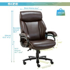 High Back Ergonomic Office Chair – Classic Brown / Classic Black / Diamond Black / Diamond Brown, S-Curve Lumbar, 400 lb Capacity, Seats 1