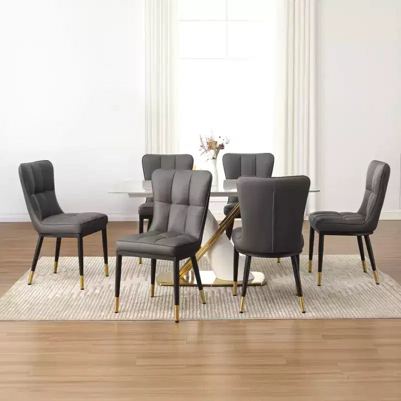 Bekrvio Esszimmerstühle 6er-Set, moderne gepolsterte Kunstledersitze mit hoher Rückenlehne, Metallbeine, armlose Küchenstühle für Wohn- und Esszimmer