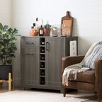 Bar Cabinet – Black Oak / Gray Maple / Weathered Oak / Natural Walnut, Bottle & Glass Storage, Vinyl Top Tray