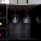 Bar Cabinet – Black Oak / Gray Maple / Weathered Oak / Natural Walnut, Bottle & Glass Storage, Vinyl Top Tray