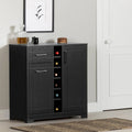 Barschrank – Schwarz Eiche / Grau Ahorn / Used Eiche / Natur Nussbaum, Flaschen- und Gläseraufbewahrung, Vinyl-Ablage