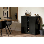Bar Cabinet – Black Oak / Gray Maple / Weathered Oak / Natural Walnut, Bottle & Glass Storage, Vinyl Top Tray