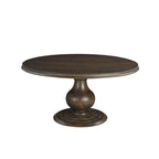 60-Inch Round Pedestal Dining Table – Beige, Solid Mango Wood, Carved Base, Molded Edge, Classic Style