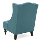 Upholstered Wingback Chair – Blue / Navy / Silver / Green, Button-Tufted Diamond Stitch, Birch Legs, Seats 1