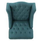 Upholstered Wingback Chair – Blue / Navy / Silver / Green, Button-Tufted Diamond Stitch, Birch Legs, Seats 1
