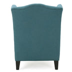 Upholstered Wingback Chair – Blue / Navy / Silver / Green, Button-Tufted Diamond Stitch, Birch Legs, Seats 1