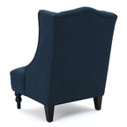 Upholstered Wingback Chair – Blue / Navy / Silver / Green, Button-Tufted Diamond Stitch, Birch Legs, Seats 1