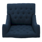 Upholstered Wingback Chair – Blue / Navy / Silver / Green, Button-Tufted Diamond Stitch, Birch Legs, Seats 1