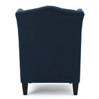 Upholstered Wingback Chair – Blue / Navy / Silver / Green, Button-Tufted Diamond Stitch, Birch Legs, Seats 1