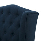 Upholstered Wingback Chair – Blue / Navy / Silver / Green, Button-Tufted Diamond Stitch, Birch Legs, Seats 1