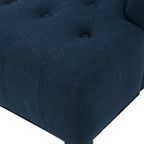 Upholstered Wingback Chair – Blue / Navy / Silver / Green, Button-Tufted Diamond Stitch, Birch Legs, Seats 1