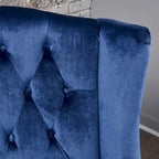 Upholstered Wingback Chair – Blue / Navy / Silver / Green, Button-Tufted Diamond Stitch, Birch Legs, Seats 1