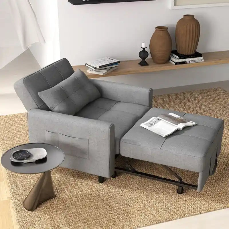 3-in-1 Schlafsofa, ausziehbarer Sessel, umwandelbarer, verstellbarer, klappbarer Polster-Lounge-Sofa
