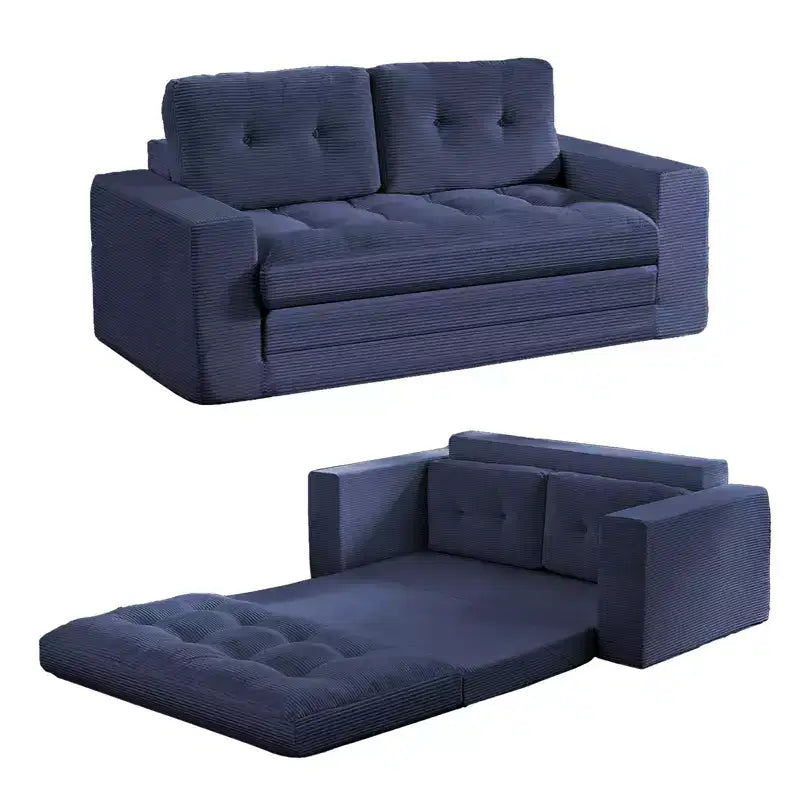 Mjkone 71" 2-in-1 Schlafsofa, umwandelbar, gerippter Stoff, klappbares Zweisitzer-Schlafsofa mit geknöpften Polstern, platzsparend
