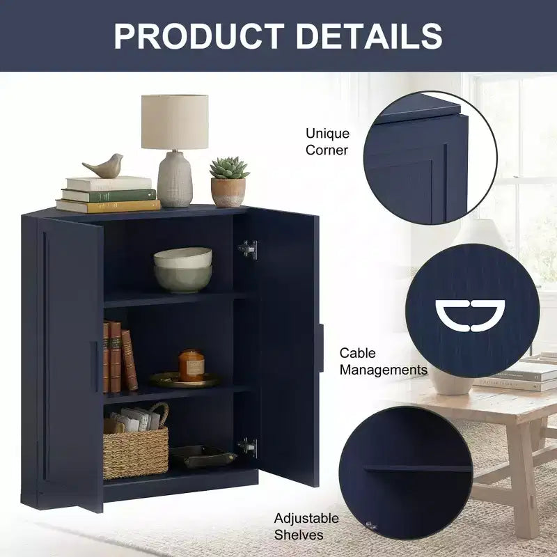 Dovelina Eckschrank mit verstellbaren Einlegeböden, Anrichte, Buffet, Weinschrank, Küchen- und Esszimmerschrank mit Holztüren – 31H x 31W, 36H x 31W