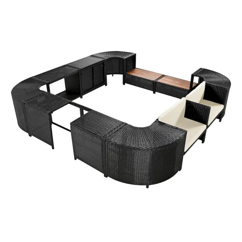 Spa-Umrandung Spa-Rahmen Quadratisches Outdoor-Rattan-Sofa-Set