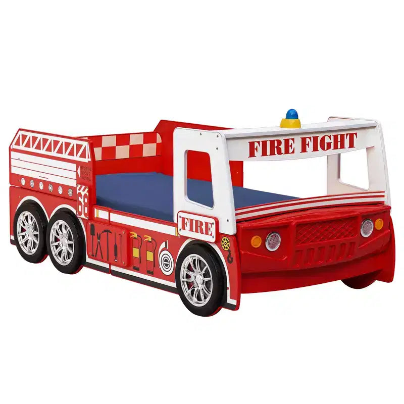 GDFStudio Juna Kinderbett "Feuerwehrauto" mit LED-Beleuchtung