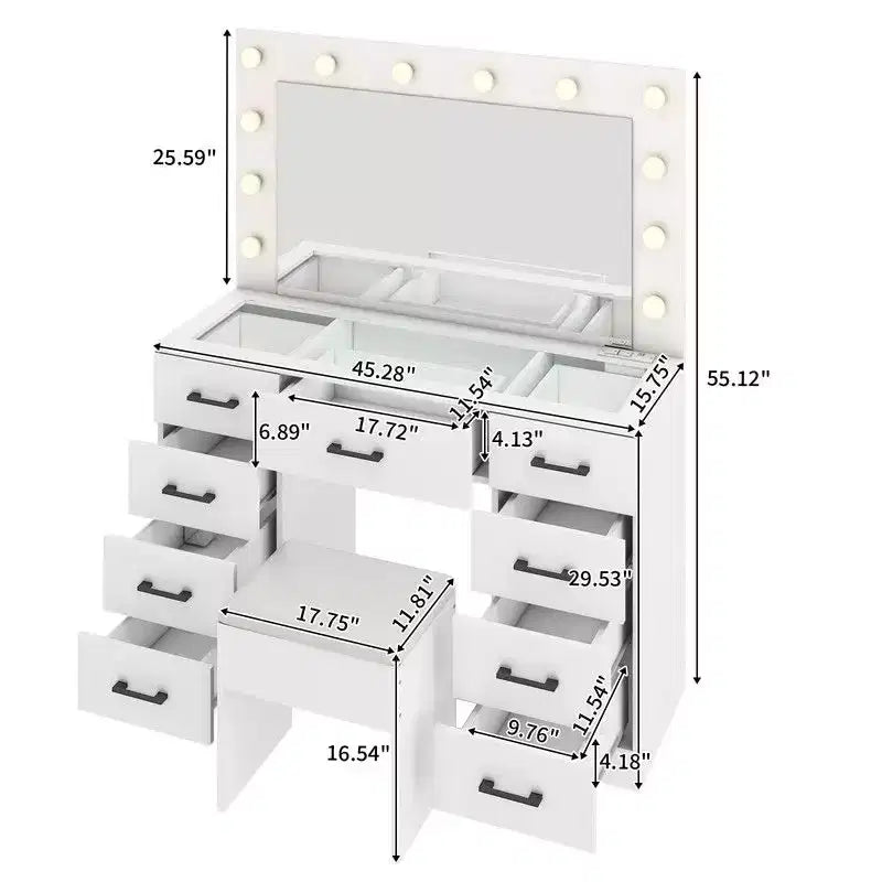Weißer Schminktisch-Set