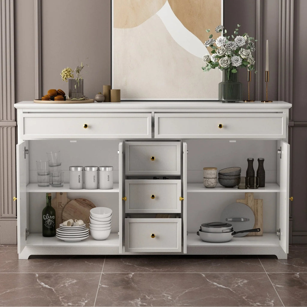 59,1'' Sideboard Buffet Weiß Mid-Century Modern Zeitgenössisch Lackiert