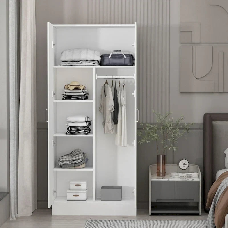 2-türiger Kleiderschrank, freistehender Schlafzimmerschrank mit Kleiderstange