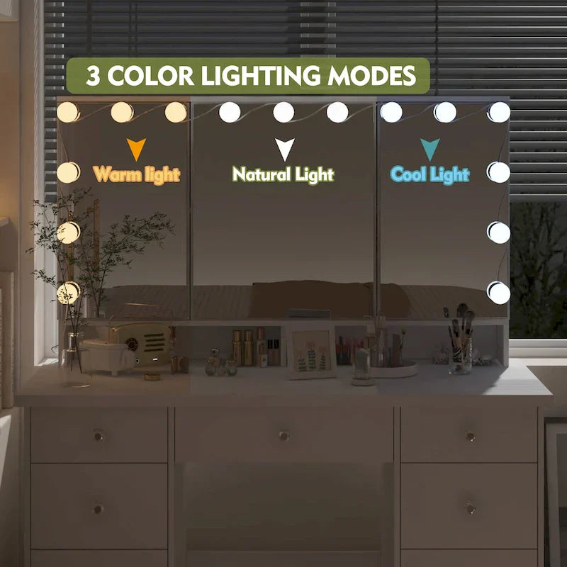 Luxuriöser LED-Schminktisch mit 9 Schubladen Elegante Schminkstation