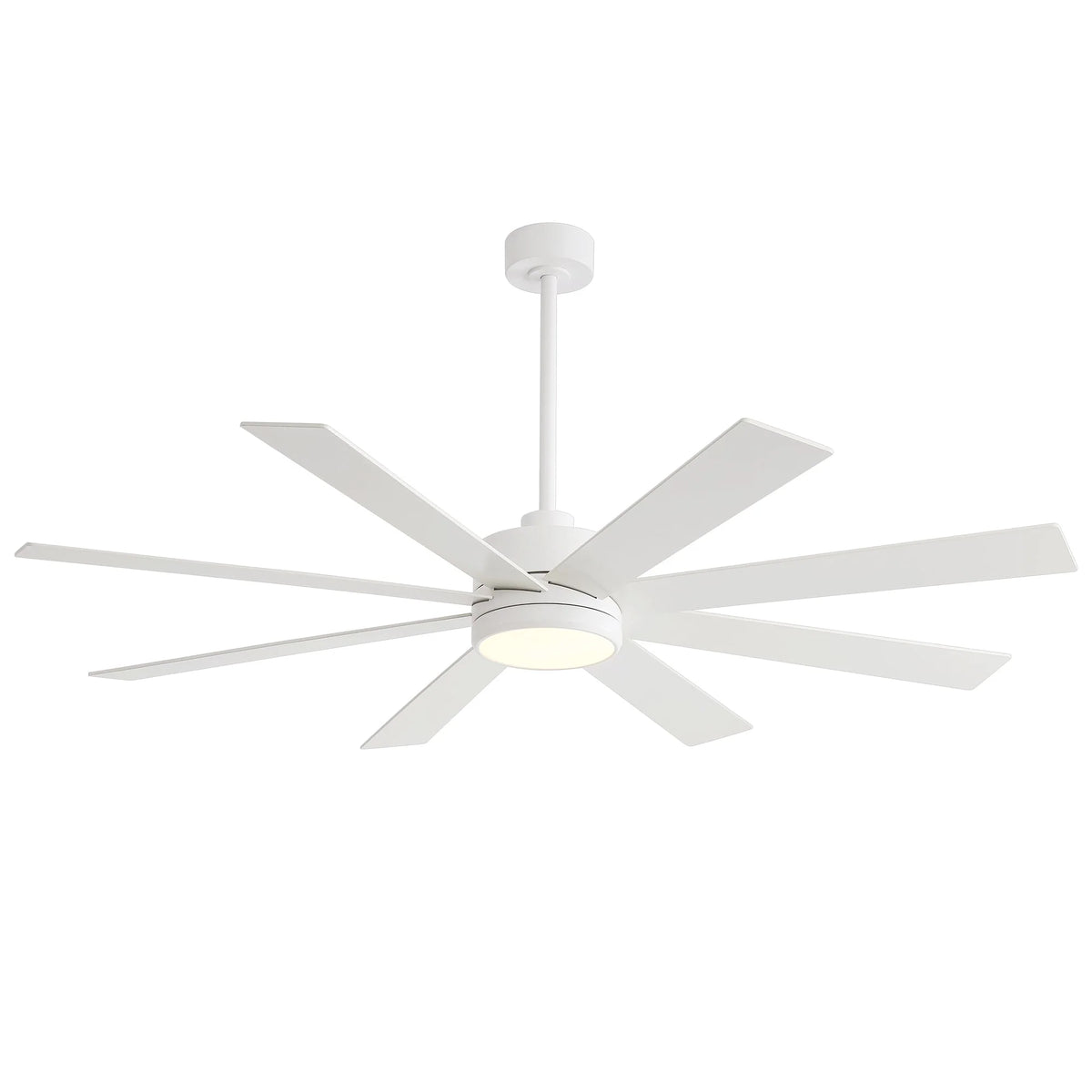 65-Zoll-LED-Deckenventilator mit 8 Flügeln, Licht und Fernbedienung, Schwarz
