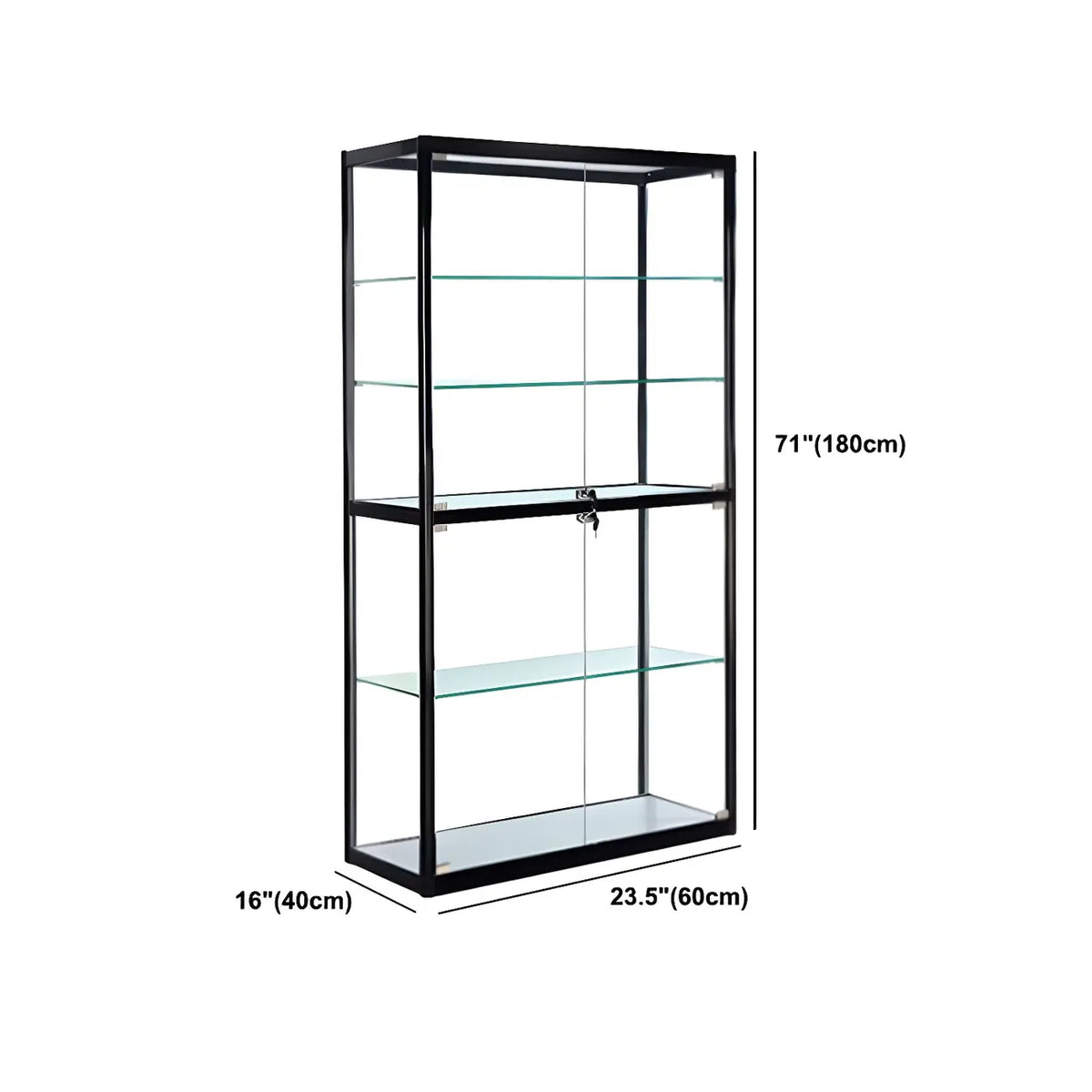 Zeitgenössische rechteckige Vitrine aus schwarzem Glas