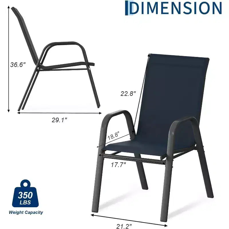 Terrassenstühle, stapelbare Outdoor-Esszimmerstühle, 4er-/6er-Set, wetterfeste, leichte Textilene-Outdoor-Stühle mit Armlehnen für Garten und Pool